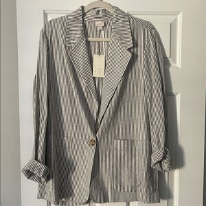 a new day Gray and White Striped Blazer